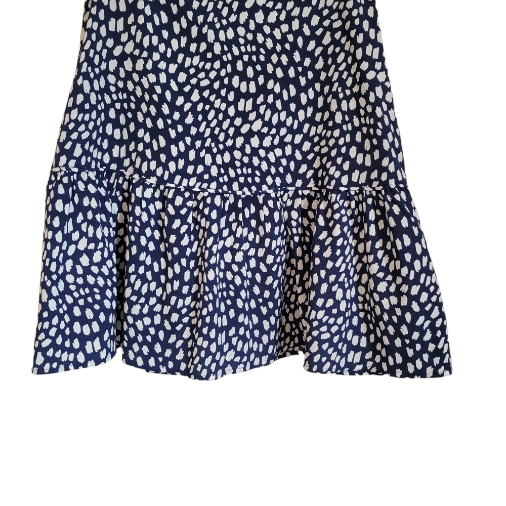 Vineyard Vines Blue Painted Dots Tiered Ruffle Sleeveless Mini Dress, Size 6 - Picture 4 of 8